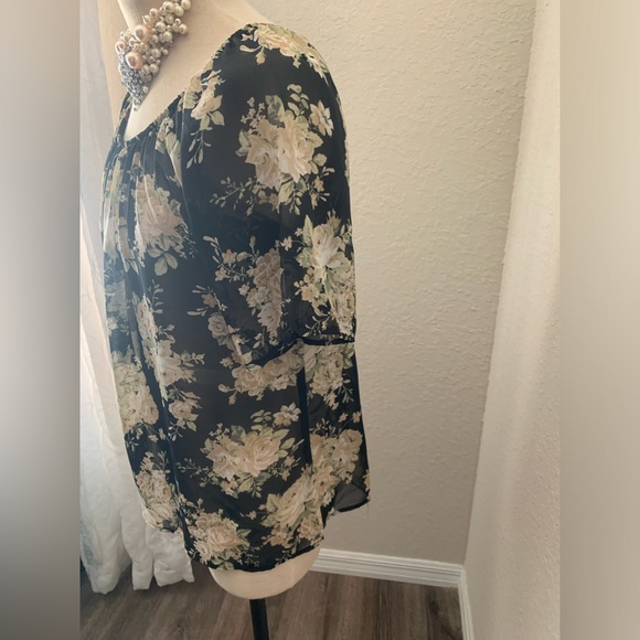 Bobeau Women's size L Boho  black and whit flower/Flora - Picture 3 of 8